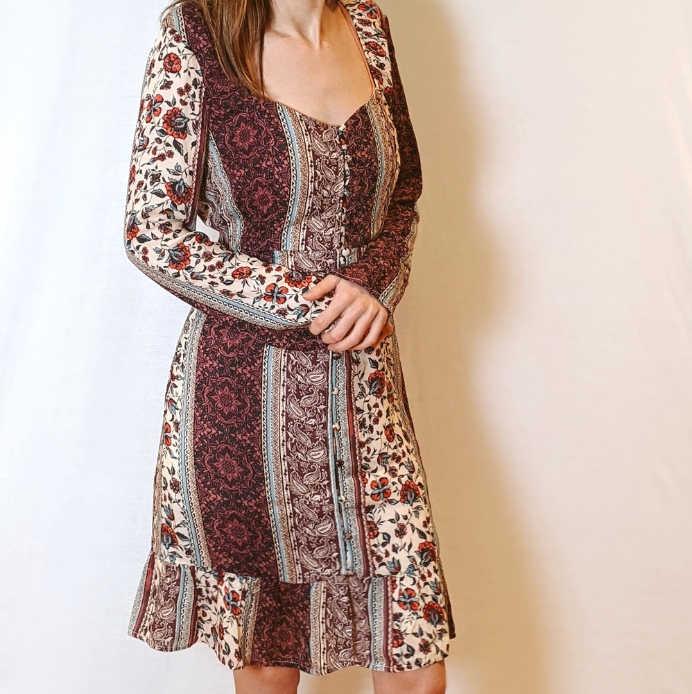 Sage Renaissance Cottagecore ruffle hem dress